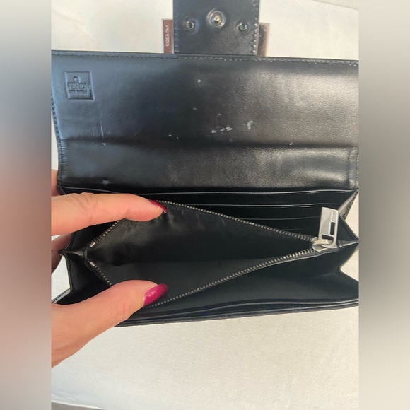 Authentic FENDI Zucchino Print Canvas Leather Black Long Wallet 8M0021 - Picture 10 of 16